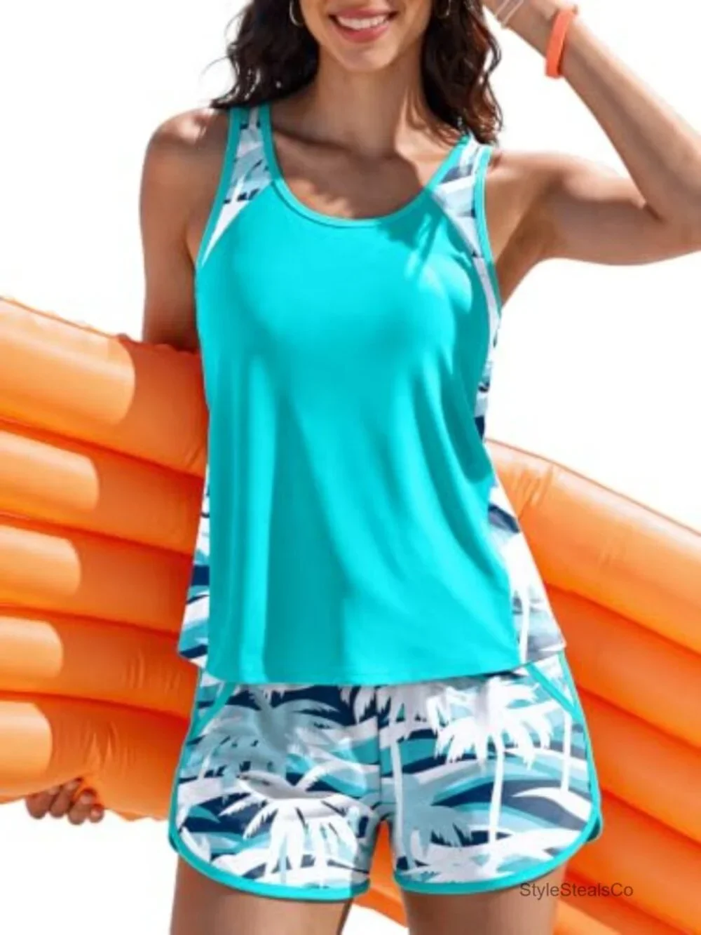 Women's Tankini Swimsuit Set with Tummy Control and Swim Shorts